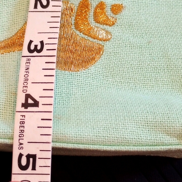 FREE W BUNDLE Spartina 449 Embroidered Shell Makeup Bag Color:Mint Green - Picture 9 of 10
